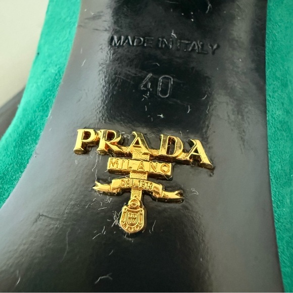 Prada teal turquoise green suede block heel pumps - IT 40 (US 9) - Picture 9 of 10
